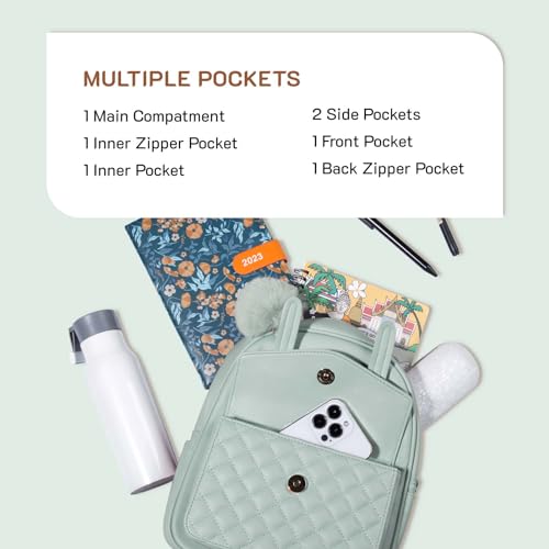 Image of Missnine Mini Backpack for Women Cute Small Backpack Purse With Pompom PU Leather Bookbag Small Casual Daypacks For Ladies