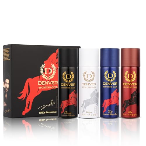 Image of DENVER SRK's Favourite Sporting Club Nano Deo | Long lasting Deodorant Spray (50ml x 4) Deodorant Spray - For Men