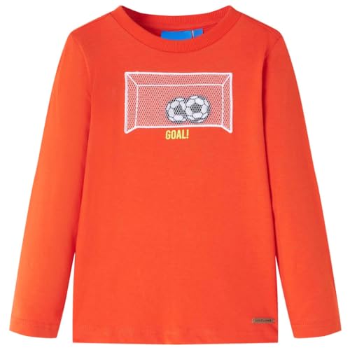 Camiseta Infantil Manga Larga Diseño Portería Fútbol Ropa Naranja Brillo 116