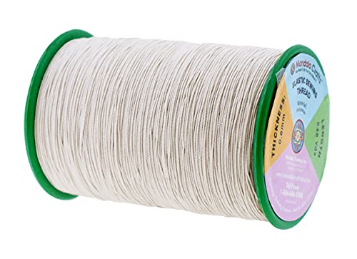 Mandala Crafts Cream Shirring Elastic Thread for Sewing, Knitting, Smocking, and DIY Crafts - 546 Yards 0.6mm Fine Thin Stretch Thread for Sewing Machines