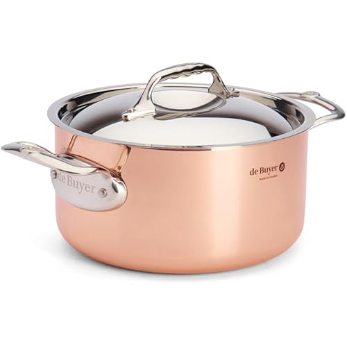 PRIMA MATERA Round Copper Stainless Steel Stewpan 8-Inch with lid
