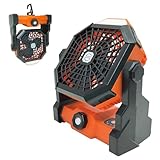Ventilador Portatil con Bateria 7800mAh y luz LED, Silencioso, Uso Interior y Exterior, Recargable con USB tipo C, Incluye soporte de gancho, Ideal hogar, oficinas, campings, viajes