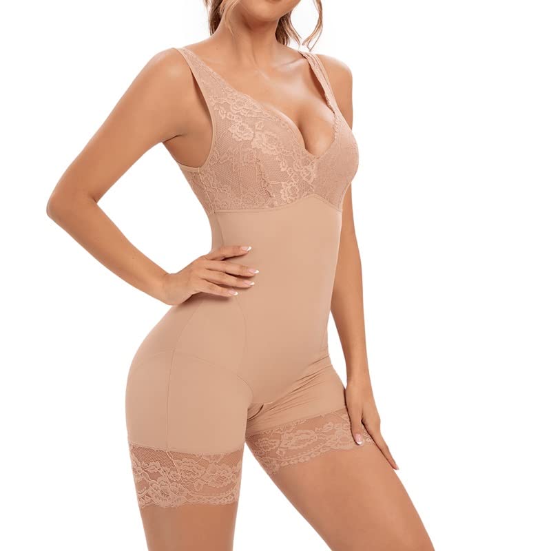 Body dentelle patchwork col en v MOCHAMIK pour femmes avec sangle corset