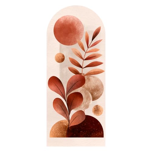 Image of PAPER PLANE DESIGN Boho Arch Wall Mural - Peel & Stick Botanical Wallpaper with Earthty Tone Plant - Waterproof Self Adhesive Canvas Texture for Living Room, Entryway - Size: 6ft x 2.5ft (A)