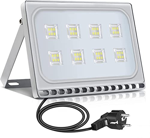 Foco LED de 50 W para exterior, 5000 lm, muy brillante, con enchufe UE, IP65, resistente al agua, 6000 K, luz blanca fría, lámpara exterior para jardín, patios, garaje, hotel, campo de deportes Cover