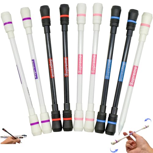 Lopenle 8PCS Novelty Spinning Pens Finger Rotating Writable Pen Stress Releasing Pen Spin Mod Pens