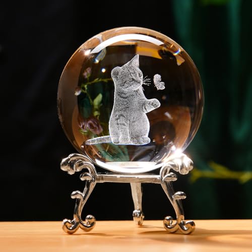 IFOLAINA Cadeaux 3D pour Amoureux des Chats - Figurines en Boule de Cristal avec Support - Presse-Papiers Décoratifs sur le Thème des Chats pour Femmes IFOLAINA Cadeaux 3D pour Amoureux des Chats - Figurines en Boule de Cristal avec Support - Presse-Papiers Décoratifs sur le Thème des Chats pour Femmes