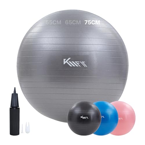 KM-Fit Gymnastikball 75cm | Trainingsball mit Luft-Pumpe | Sitzball Büro...