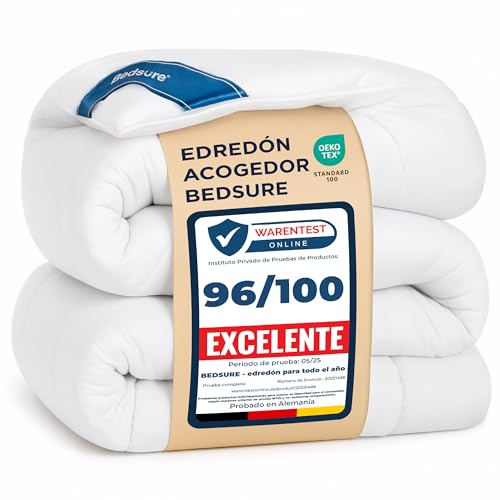 Bedsure Edredón 240x220cm para Todas Las Estaciones, Manta Súper Suave y Transpirable para Alérgicos, 300GSM, 4 Estaciones