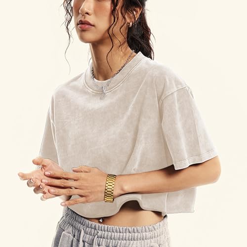 Womens Oversized Vintage T Shirts Casual Cropped Tees Short Sleeve Cotton Acid Wash Tops Summer Grunge Shirts4