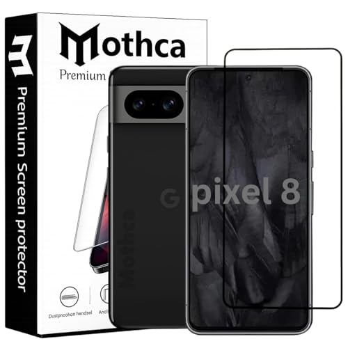 Image of Mothca Premium Gorilla Tempered Glass Screen Protector for Google Pixel 8 | Black | Edge-to-Edge Full Screen Coverage | Scratch Resistant | Easy Installation Kit