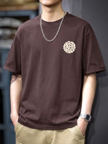 Image of SMOWKLY Men's T Shirt | Round Neck Half Sleeve Casual T Shirt for Men | Regular Fit Solid Graphic Tee | Breathable Summer Tees | Stylish Comfortable Streetwear Fashion for Men