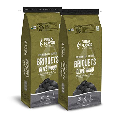 Fire & Flavor Charcoal Briquets, Olive Wood, 6.6lb Bag, Pack of 2