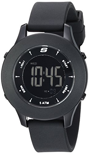 Skechers Women's Rosencrans Digi Quartz Plastic and Silicone Digital Watch Color: Black, 16