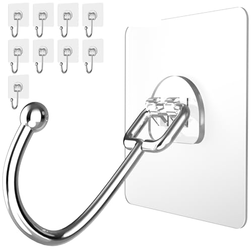 Latoxcaa Große Klebehaken Extra Stark zum Aufhängen Heavy-Duty 10KG(Max), Klebehaken Transparent und Ablösbar, Wasserdicht und Rostfrei Haken Selbstklebend für Badezimmer, 20 Stück