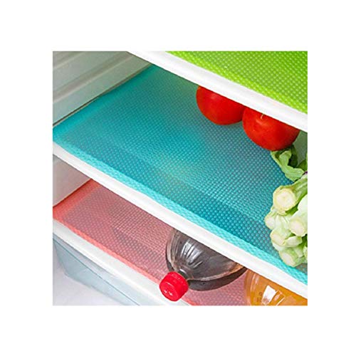E-lishine Multifunctional Refrigerator Pads Non-Slip Moisture Absorption Pad Washable Can Be Cut Refrigerator Mats,Set of 4 (Blue)