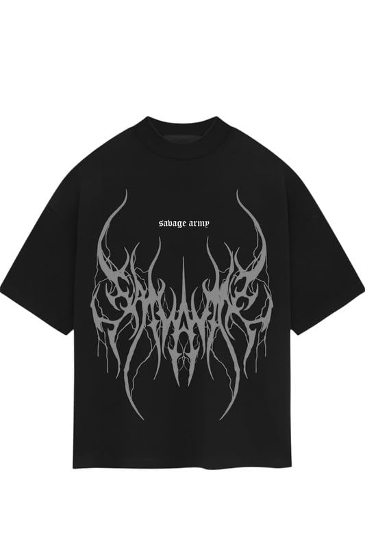 Image of BE SAVAGE Printed Oversized T Shirts for Men Drop Shoulder