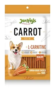 Jerhigh Chicken Dog Treats, Human Grade High Protein Chicken, Fully Digestible Healthy Snack & Training Treat, Free from by-Products & Gluten, Carrot (3 X 100g) Sold by DogsNCats
