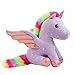 Mislaxy Peluche Unicorno 22 cm Simpatico Giocattolo Bambola Dettagliato con Ali di Corno e Coda Arcobaleno, Bambini dai 3 Anni in su,Viola