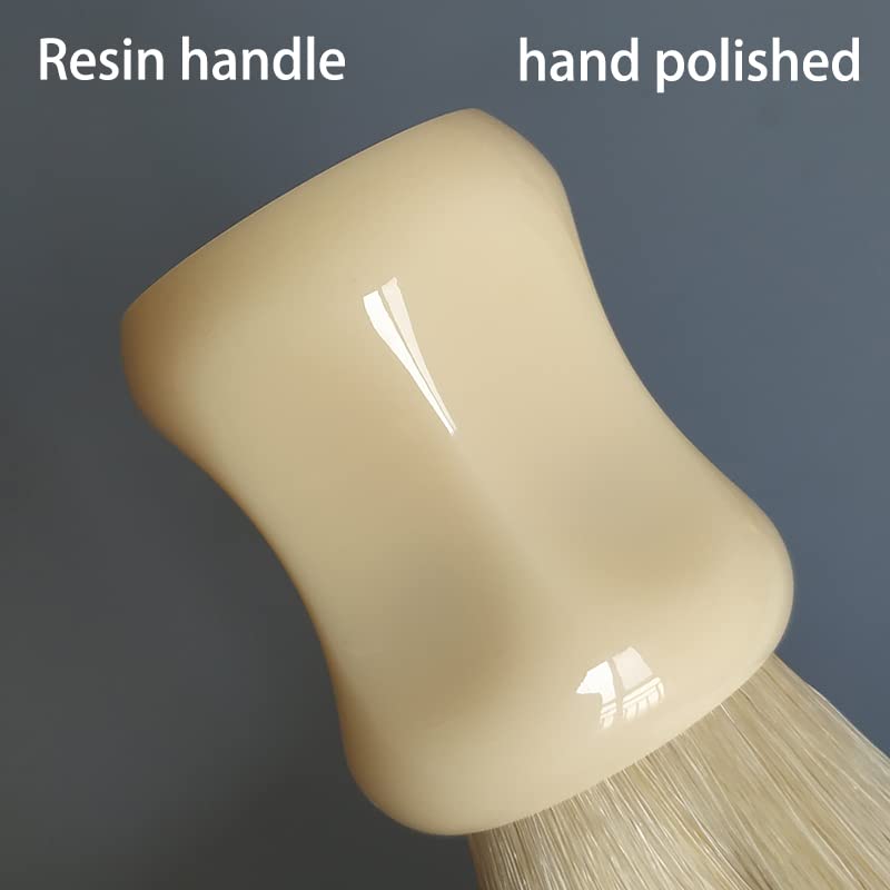 plisoft boar bristle hair shaving brush good backbone and break in hair short handle (WHITE)