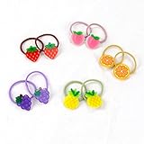 Hair Ties Elastics Cartoon Fruit Soft Rubber Bands Hair Band Hair Accessories for Girls Small Ponytail Holder Hair Ropes Cute Hair Ties No Damage for Toddler Infant Teens 10pcs