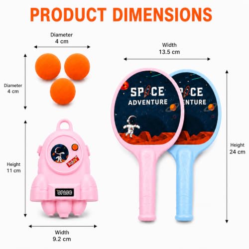 Image of Btop Kids Indoor Sports Toy | Hanging Table Tennis Trainer with Elastic Rebound Ball & 2 Paddles (Multi Colour)
