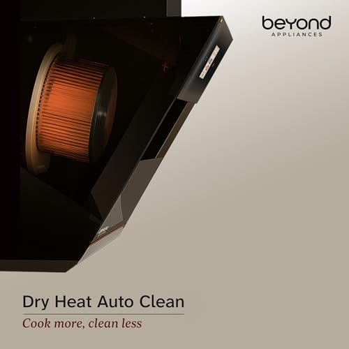 Image of Beyond Appliances Eris 60cm Auto Clean Slant Kitchen Chimney | 1500 CMH Suction | Filterless | Smart Touchscreen Display | Touch Control | Black | PAN INDIA SERVICE