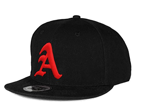 Gorra de béisbol Snapback 3D, letra A Gótica Hip-hop multicolor A Black Red Regular