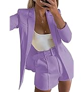 NRTHYE Women 2 Piece Outfits Long Sleeve Blazer & Short Pants Casual Tops & Bottoms Set