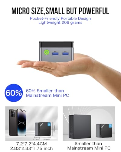 GMKtec Mini PC N97 11 Pro Micro Desktop Computer, 12th Gen Intel N97 (up to 3.60GHz) 12GB DDR5+256GB SSD, USB3.2 * 3/HDMI*2 for Business, School, Office, Nucbox G5 12+256 - Afbeelding 4