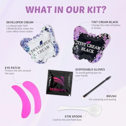 PERMANIA Lash Tint Kit, Eyelash Tint & Eyebrow Tint Black, 2 in 1 Lash and Brow Dye Kit, Natural-Looking Color - Image 3