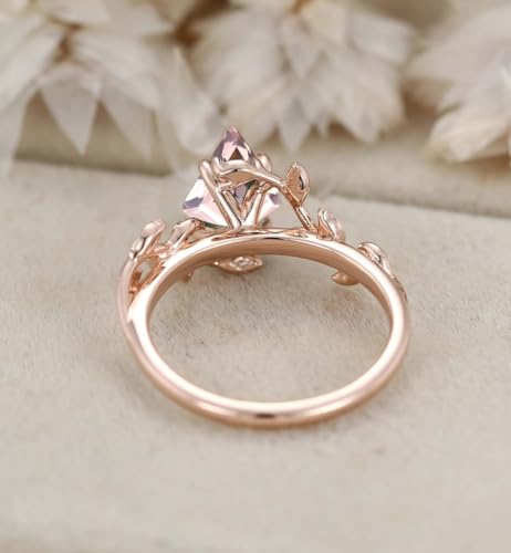 Ticon Pink Morganite Kite Cut Ring for Women in Rose Gold, Yellow Gold, or White Gold Plated 925 Sterling Silver ring4