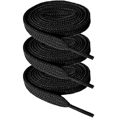 CaseHQ (3 Pair) Flat Shoelaces 5/16" Wide Lengths 52",Shoes Lace - Shoelaces - Flat Shoe Laces for Sneakers and Shoes Athletic -Black Cover