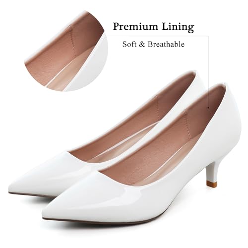 Image of Women's Low Kitten Heel Pumps Classic Fashion Dress Pumps Simple Heeled Shoes for Office Work