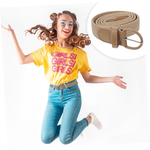 Durable Elastic Braided Waist Belt Unisex Stretch Woven Dress Belt for Men and Women Comfortable Clothes Accessory for Daily and Party Use Beige4