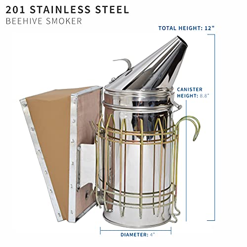 VIVO Large Stainless Steel Bee Hive Smoker with Heat Shield, Beekeeping Equipment Tool Kit, BEE-V001L - Image 4