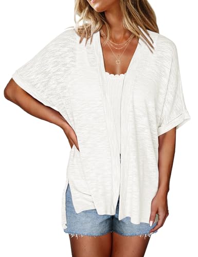 Image of Halife Womens Summer Lightweight Cardigan Short Sleeve Open Front Casual Loose Cover Ups