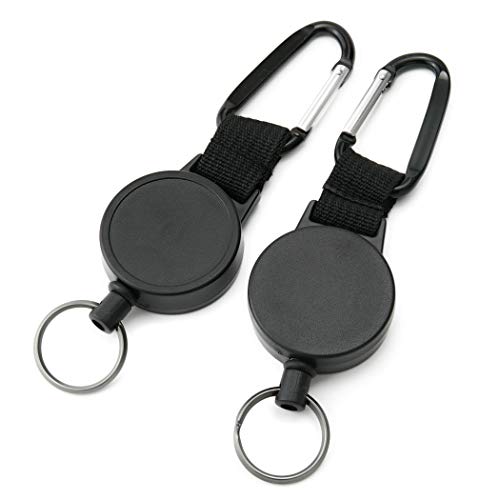 [EXERT] カラビナ付 キーリール リールキーホルダー ワイヤー リール アウトドア 伸縮 2個組 1枚目