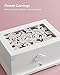SONGMICS Jewelry Box, 2-Tier Jewelry Organizer with Flower Carvings, Drawer, Gift for Loved Ones, Kids, Jewelry Storage Case for Rings, Earrings, Necklaces, Bracelets, White UJOW201