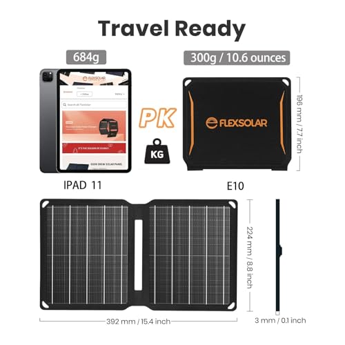 Image of FlexSolar 10W Portable Solar Chargers 5V USB Small Power Emergency ETFE Panels Foldable IP67 Waterproof Camping Hiking Backpacking for Phones Fans Flashlight Watches Small Power Banks Battery Packs