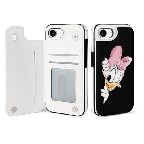 手帳型 デイジーダック (6) 対応 IPhone16E ケース カード収納 スマホケース 財布型 携帯ケース 軽量 全面保護 スタンド機能