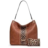 Montana West Purses for Women Cow Print Hobo Shoulder Bag Western PU Leather Tote Bag with Zipper Wallet for Gift Travel Casual Work MWC-1031BR-LP