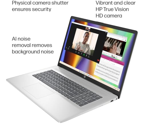 Image of HP 17 Touchscreen Laptop (17.3 inch HD+, 32GB RAM, 1TB SSD, AMD Ryzen 5 7430U (> Intel i5-1334U)), Business & Student, Webcam, Long Battery Life, Fast Charge, Numeric Pad, Win 11 Home w / Copilot, Silver