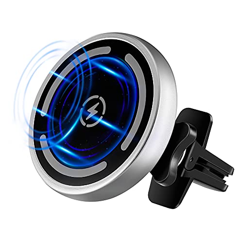 15W Magnetic Wireless Car Charger for iPhone 12/12 Pro/12 Pro Max/12 Mini,15W/10W/7.5W/5W Auto-Alignment Air Vent Car Charger Holder Mount,Compatible with MagSafe Magnetic Charging