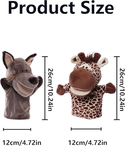 Gxdamxz Handpuppen Tiere Wolf & Hirsch, Plüschtiere Mund Kann Sich Öffnen, 2Pcs Hand Puppet, 2 Stück