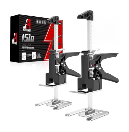 Image of JANNIRESS Labor Saving Arm Jack Handle 2 Pack,15 in Construction,Multifunctional Furniture Jack for Installing Cabinets and Wall Tile Height Adjuster Handheld Lifter Tool, Load 400LBS