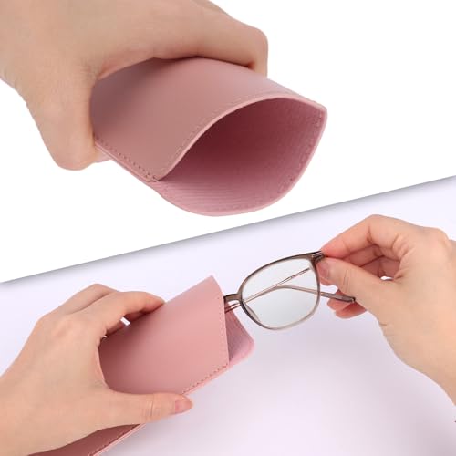 Image of SAVITA Soft Leather Glasses Cases, 4 Pcs Slim Reading Eyeglasses Case Glasses Case Sunglasses Pouch Safety for Women Men,