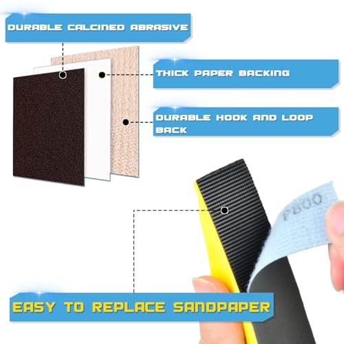 Taspire 75 Stück Nassschleifpapier Set, Schleifpapier Set 9 x 3 cm, Körnung 120 To 5000, Schleifpapier Fein