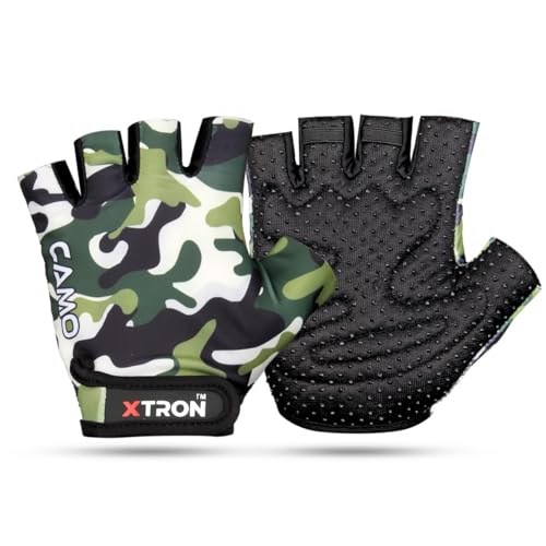 Image of XTRON Gym Gloves Weight Lifting Fitness Gloves Men & Women for Workout, Training, Exercise, Cycling Gloves, Bike Sports Gloves (Fighter DX 021) (Camo Black)