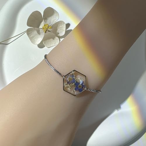 Forget Me Not Bracelet | Handmade Bracelets | Pressed Flower Bracelet For Women Trendy |Dainty Personalized Bracelet | Adjustable3
